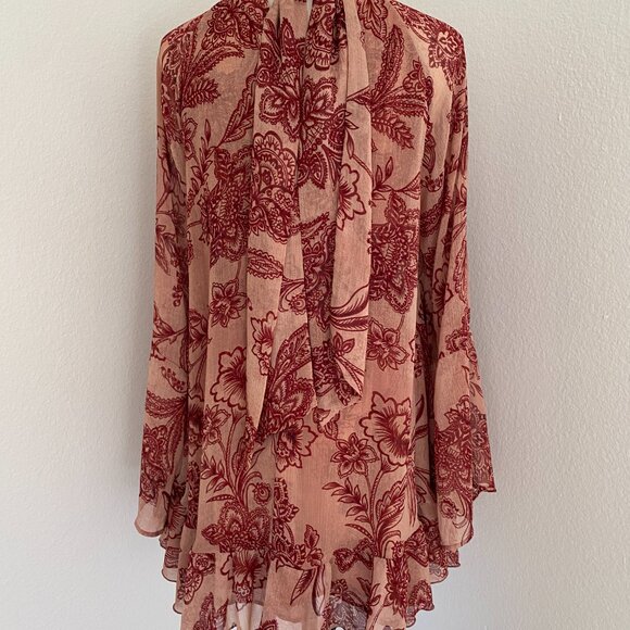 Avec Les Filles Ruffled Mini Dress in Batik Tapestry - S - Picture 3 of 8